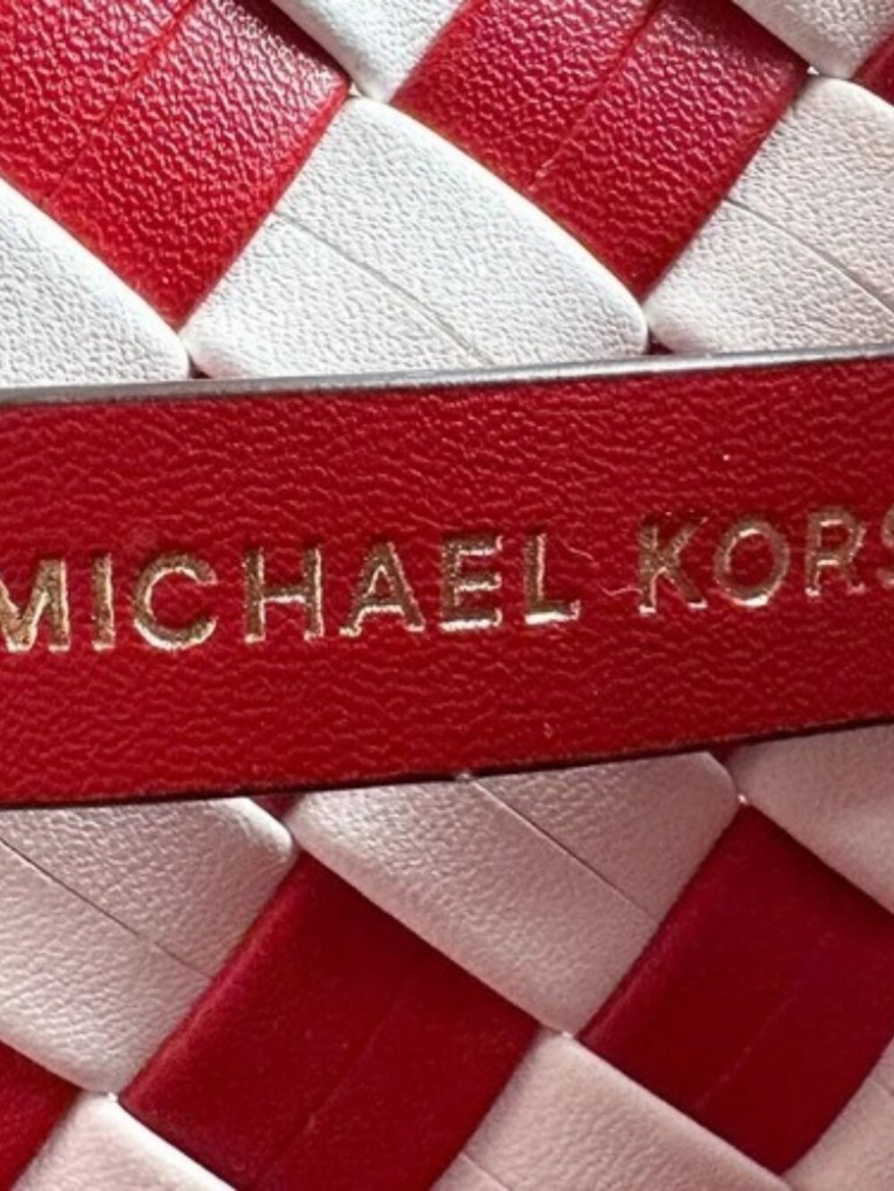 Auth Michael Kors Handbag Shoulder Bag Red/White Leather/Goldtone - z6654 - Picture 13 of 13